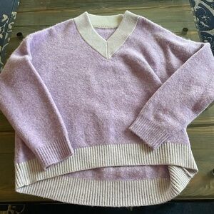 lululemon athletica Lilac V-Neck Sweater with Cream Trim
